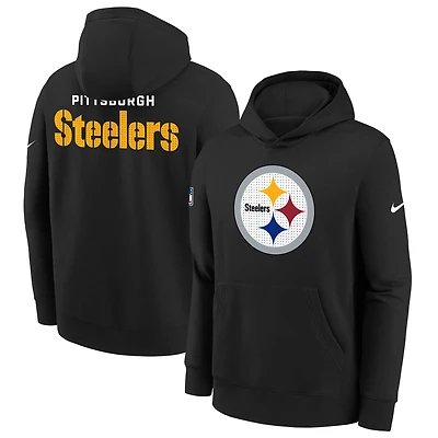 Youth Nike  Black Pittsburgh Steelers 2025 Sideline Club Fleece Hoodie