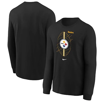 Youth Nike Black Pittsburgh Steelers Icon Long Sleeve T-Shirt