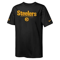 T-shirt Nike noir Pittsburgh Steelers pour jeunes, édition spéciale équipe.