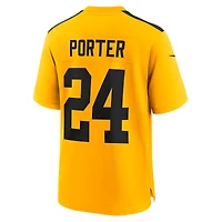 Maillot Nike Joey Porter Jr. Gold pour jeune joueur des Pittsburgh Steelers, modèle alternatif de 1933, rétro