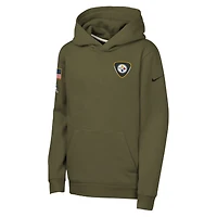 Sweat à capuche en molleton Nike Olive Pittsburgh Steelers 2025 Salute to Service Club pour jeune