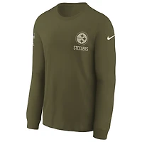 Youth Nike Olive Pittsburgh Steelers 2025 Salute to Service Sideline Long Sleeve T-Shirt