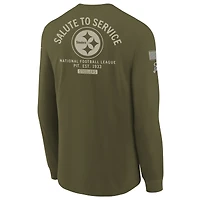 Youth Nike Olive Pittsburgh Steelers 2025 Salute to Service Sideline Long Sleeve T-Shirt