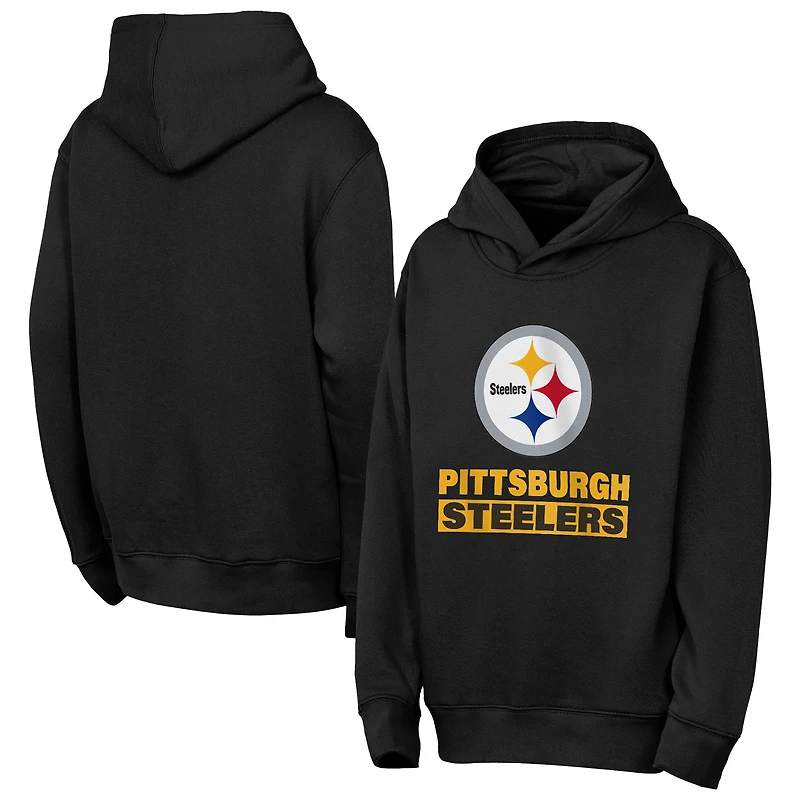 Sweat à capuche noir Pittsburgh Steelers Back to Basics pour jeunes de la marque Outerstuff