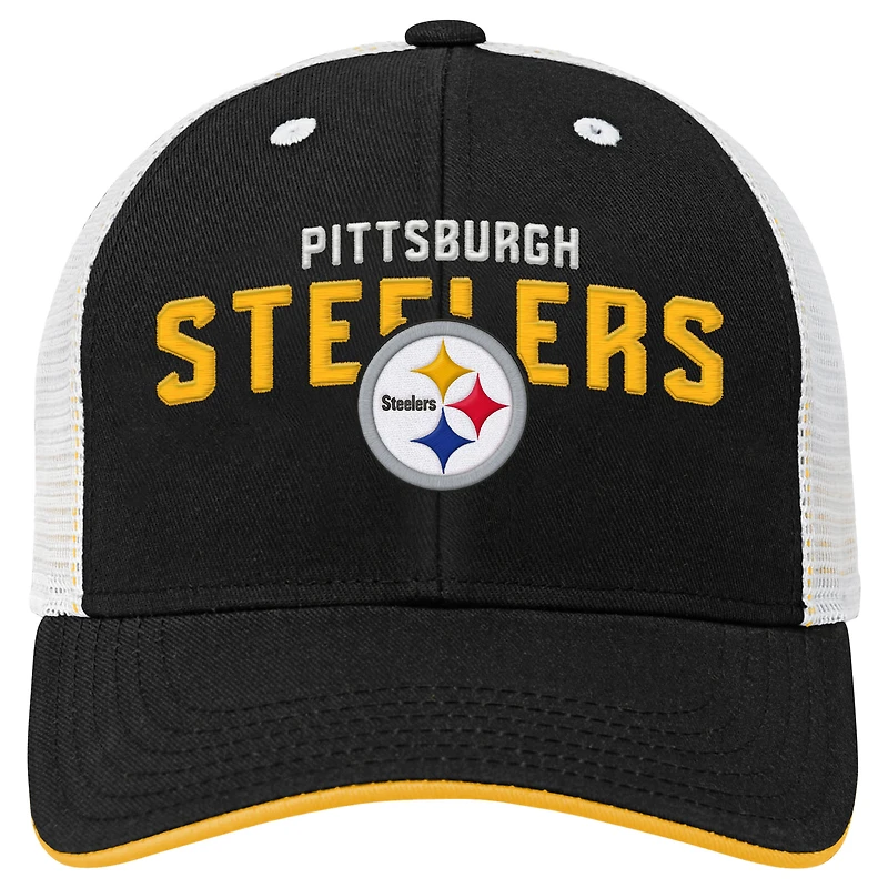 Casquette ajustable Core Lockup Trucker noire des Pittsburgh Steelers pour jeunes Outerstuff