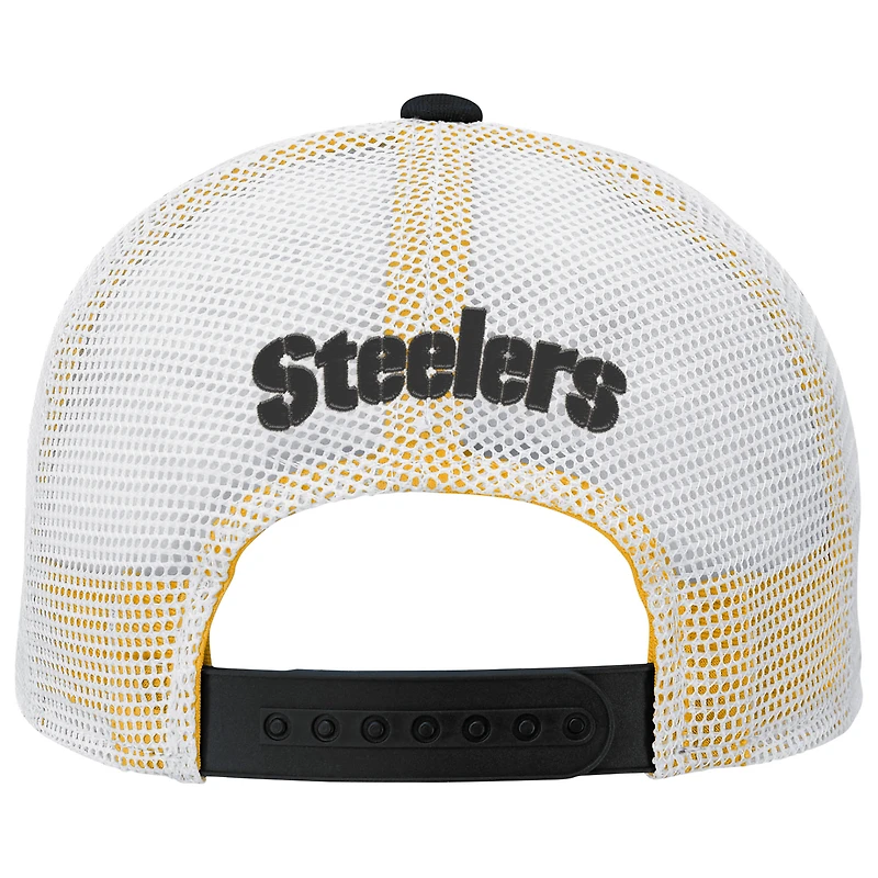 Casquette ajustable Core Lockup Trucker noire des Pittsburgh Steelers pour jeunes Outerstuff