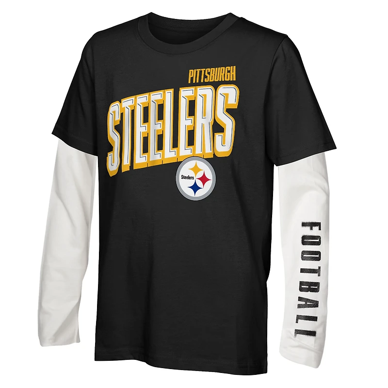 Youth Outerstuff Black Pittsburgh Steelers the Mix T-Shirt Combo Set