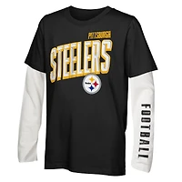 Youth Outerstuff Black Pittsburgh Steelers the Mix T-Shirt Combo Set