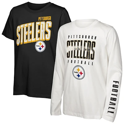 Ensemble de t-shirts the Mix noir des Pittsburgh Steelers pour jeunes Outerstuff