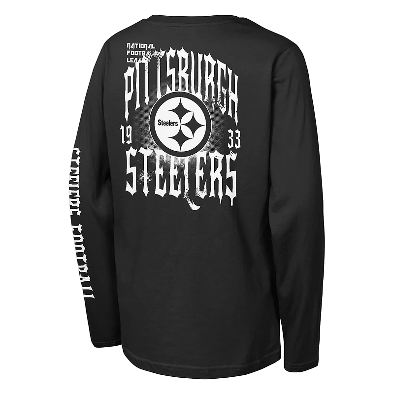 T-shirt à manches longues noir Rumble des Pittsburgh Steelers pour jeunes Outerstuff