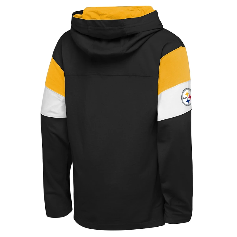 T-shirt à capuche manches longues noir Youth Outerstuff des Pittsburgh Steelers « The Champs Back »