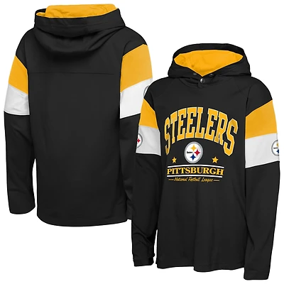Youth Outerstuff Black Pittsburgh Steelers The Champs Back Long Sleeve Hoodie T-Shirt