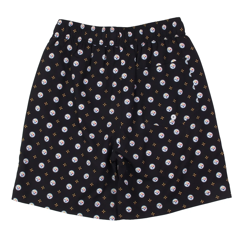 Youth Wes & Willy  Black Pittsburgh Steelers Fleur Swim Trunks