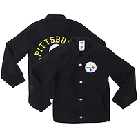 Veste d'entraîneur à boutons-pression complète T Buck's des Steelers de Pittsburgh pour jeunes Wes & Willy Black