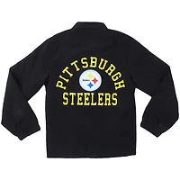 Veste d'entraîneur à boutons-pression complète T Buck's des Steelers de Pittsburgh pour jeunes Wes & Willy Black