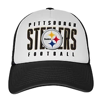 Casquette ajustable Essentials Trucker blanche/noire pour jeunes des Pittsburgh Steelers