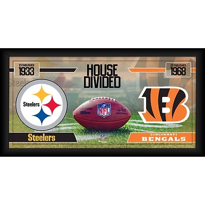 Collage de football encadré 10" x 20" des Steelers de Pittsburgh contre les Bengals de Cincinnati