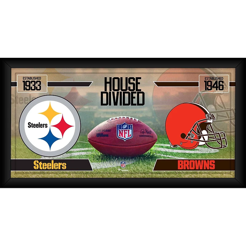 Pittsburgh Steelers contre Cleveland Browns Encadré 10" x 20" Collage de football divisé en maison