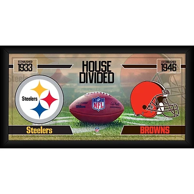 Pittsburgh Steelers contre Cleveland Browns Encadré 10" x 20" Collage de football divisé en maison