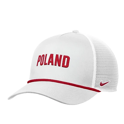 Men's Nike White Poland National Team Rise Rope Trucker Adjustable Hat