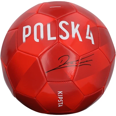 Robert Lewandowski Poland National Team Autographed Red Team Soccer Ball