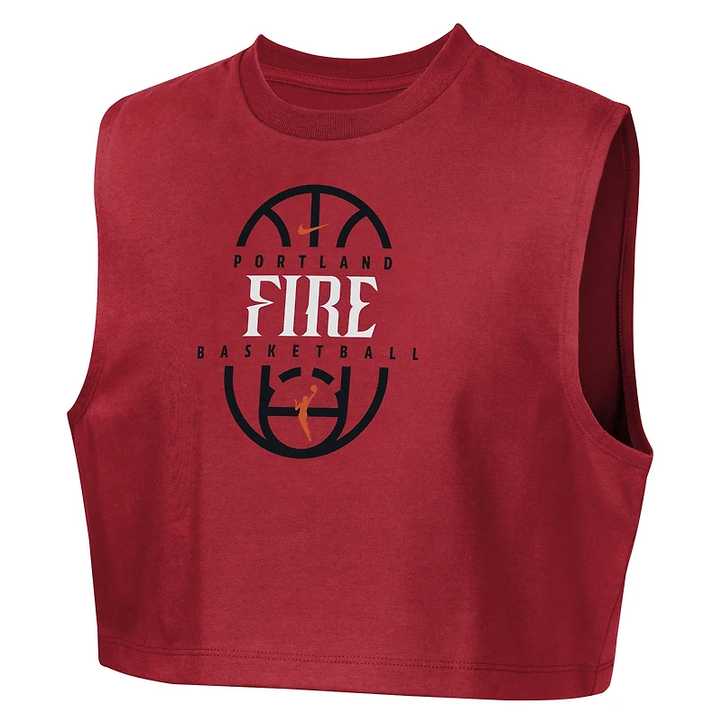 Girls Youth Nike Red Portland Fire 2026 Authentic Practice Sleeveless Cropped T-Shirt