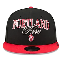 Casquette unisexe New Era noire et rouge Portland Fire WNBA Tip-Off 2026 avec badge en métal et monture A-Frame 9FIFTY