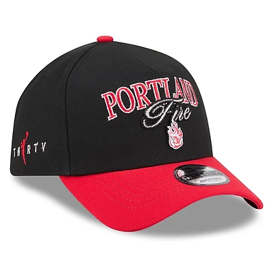 Unisex New Era Black/Red Portland Fire WNBA Tip-Off 2026 Metal Badge A-Frame 9FORTY Adjustable Hat