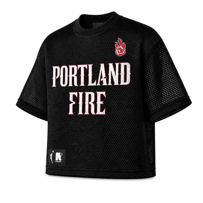 Haut unisexe round21 Black Portland Fire oversize en maille sportive