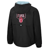 Veste unisexe Stadium Essentials noire/bleu clair Portland Fire Legends Challenger à quart de zip