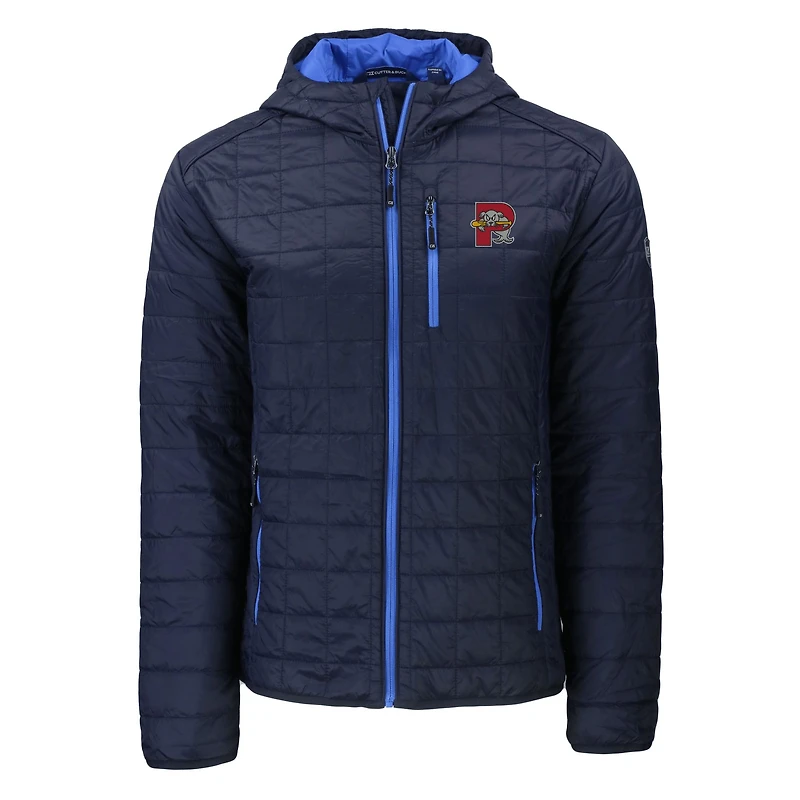 Men's Cutter & Buck Navy Portland Sea Dogs Rainier PrimaLoft Eco Full-Zip Hooded Jacket