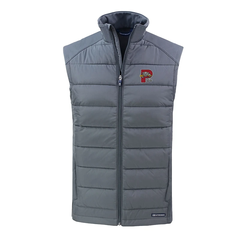Men's Cutter & Buck Steel Portland Sea Dogs Evoke Hybrid Eco Softshell Recycled Full-Zip Vest