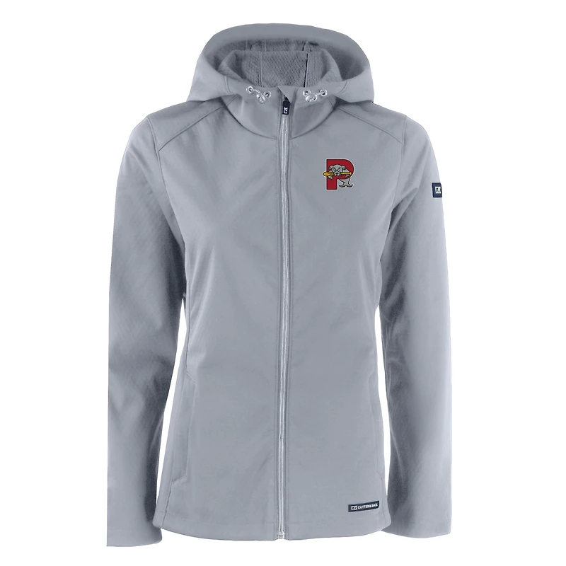 Women's Cutter & Buck Gray Portland Sea Dogs Evoke Eco Softshell Recycled Full-Zip Jacket
