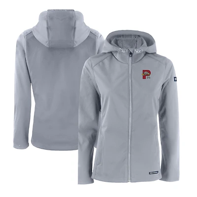 Women's Cutter & Buck  Gray Portland Sea Dogs Evoke Eco Softshell Recycled Full-Zip Jacket