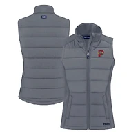 Women's Cutter & Buck  Gray Portland Sea Dogs Evoke Hybrid PrimaLoft Eco Softshell Recycled Full-Zip Vest