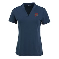 Women's Cutter & Buck Heather Navy Portland Sea Dogs Forge Stretch Blade DryTec V-Neck Polo