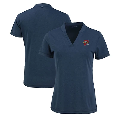 Women's Cutter & Buck Heather Navy Portland Sea Dogs Forge Stretch Blade DryTec V-Neck Polo