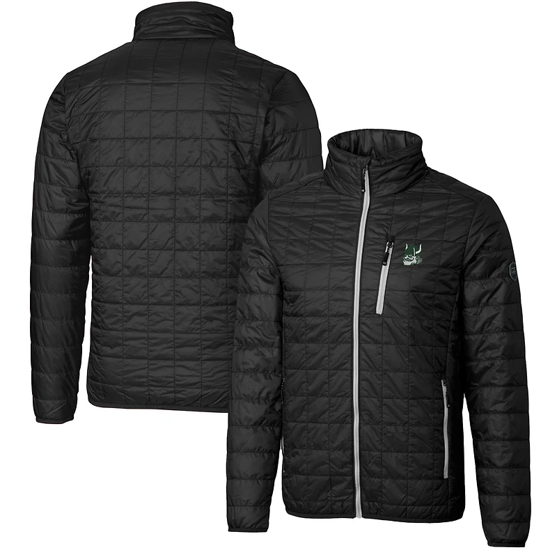 Men's Cutter & Buck Black Portland State Vikings Team Logo Big Tall Rainier PrimaLoft Eco Insulated Full-Zip Puffer Jacket