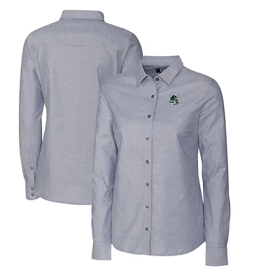 Women's Cutter & Buck Charcoal Portland State Vikings Oxford Stretch Long Sleeve Button-Up Shirt