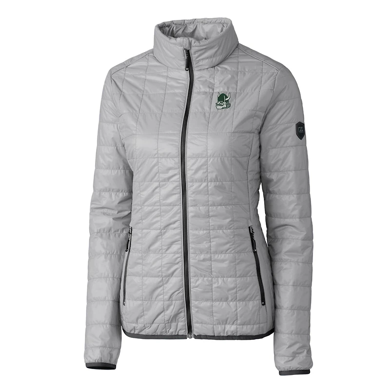 Women's Cutter & Buck Gray Portland State Vikings Vault Rainier PrimaLoft Eco Insulated Full-Zip Puffer Jacket