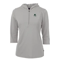 Women's Cutter & Buck Gray Portland State Vikings Vault Virtue Eco Pique Recycled Half-Zip Pullover Hoodie