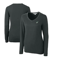 Women's Cutter & Buck Heather Charcoal Portland State Vikings Lakemont Tri-Blend V-Neck Pullover Sweater