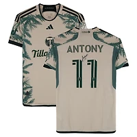 Maillot adidas beige dédicacé Antony Portland Timbers n° 11 , porté en match, saison 2024 de la MLS - Taille S