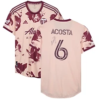 Maillot rose dédicacé #6 de Bryan Acosta des Portland Timbers lors de la saison 2023 de la MLS