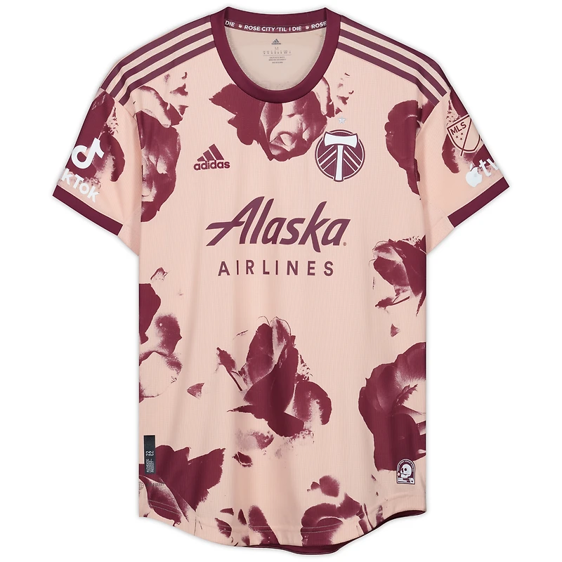 Maillot rose dédicacé #6 de Bryan Acosta des Portland Timbers lors de la saison 2023 de la MLS