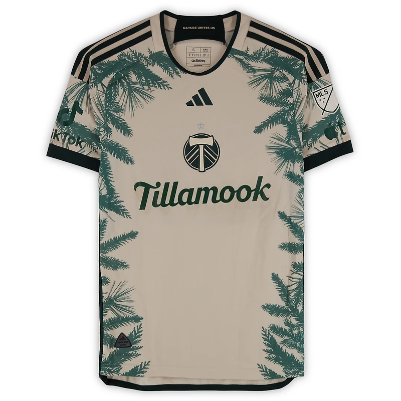 Maillot adidas beige numéro 5 dédicacé par Claudio Bravo des Portland Timbers pour la saison 2024 de la MLS - Taille S