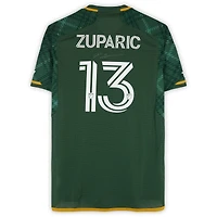 Maillot adidas vert dédicacé par Dario Zuparic des Portland Timbers, numéro 13, utilisé lors du match de la saison 2024 de la MLS - Taille L
