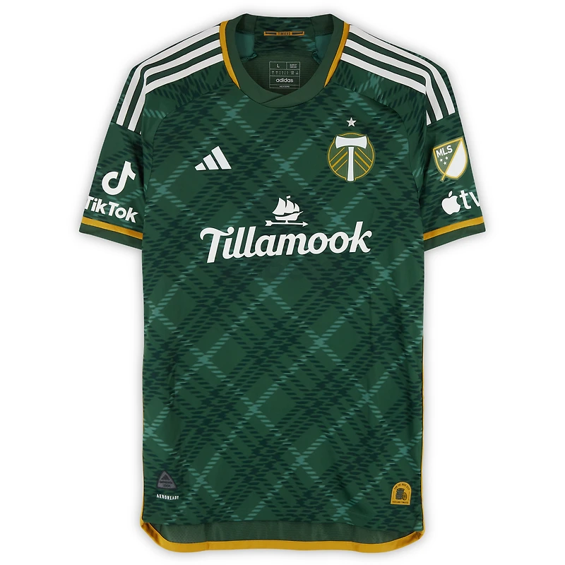 Maillot adidas vert dédicacé par Dario Zuparic des Portland Timbers, numéro 13, utilisé lors du match de la saison 2024 de la MLS - Taille L