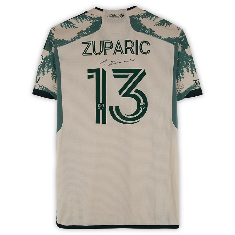 Maillot adidas beige dédicacé par Dario Zuparic des Portland Timbers (n° 13) pour la saison 2024 de la MLS - Taille L