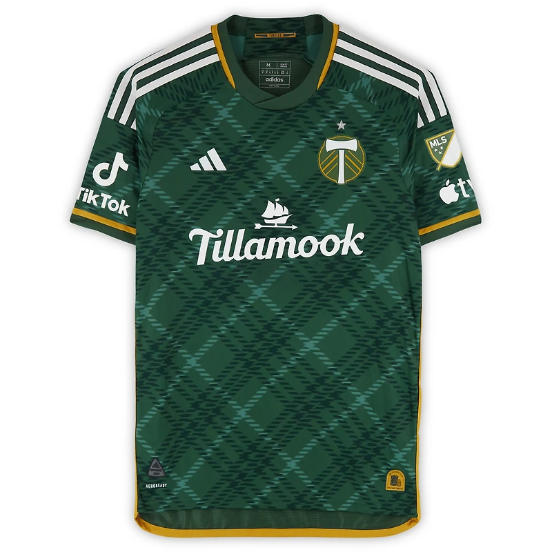 Maillot adidas vert dédicacé Eryk Williamson des Portland Timbers, numéro 19, utilisé lors du match de la saison 2024 de la MLS - Taille M